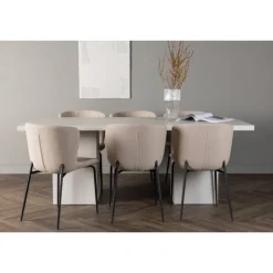 Spisebordssæt Olga med Spisebordsstole Modesto - Beige og Hvid