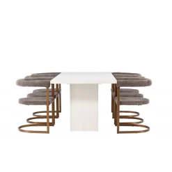 Spisebordssæt Olga med Spisebordsstole Morning - Brun og Hvid