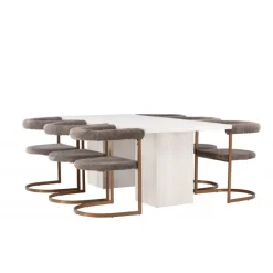 Spisebordssæt Olga med Spisebordsstole Morning - Brun og Hvid