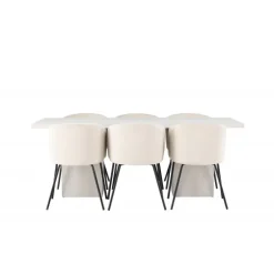 Spisebordssæt Olga med Spisebordsstole Berit - Beige og Hvid