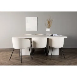 Spisebordssæt Olga med Spisebordsstole Berit - Beige og Hvid