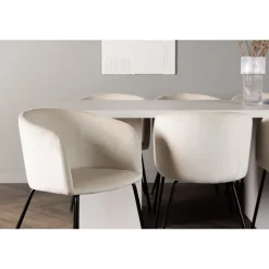 Spisebordssæt Olga med Spisebordsstole Berit - Beige og Hvid