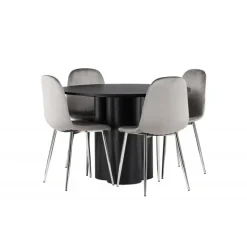 Spisebordssæt Olivia med Eva stole - Sort og Lysegrå