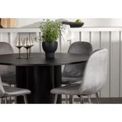 Spisebordssæt Olivia med Eva stole - Sort og Lysegrå