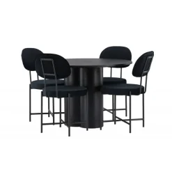 Spisebordssæt Olivia med stole Stella - Sort