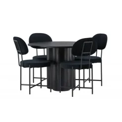 Spisebordssæt Olivia med stole Stella - Sort