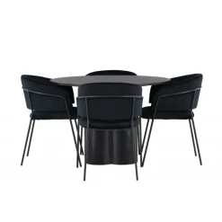 Spisebordssæt Olivia med stole Selma - Sort