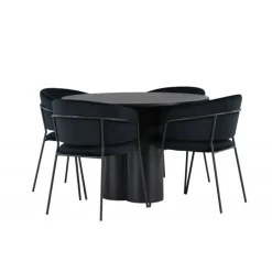 Spisebordssæt Olivia med stole Selma - Sort