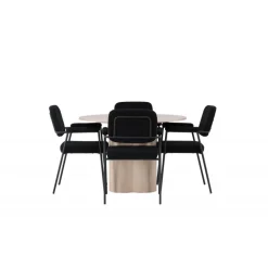 Spisebordssæt Olivia med stole Yesterday - Sort og Hvid