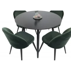 Spisebordssæt Plaza med 4 Spisestuestole i Grøn Velour
