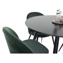 Spisebordssæt Plaza med 4 Spisestuestole i Grøn Velour