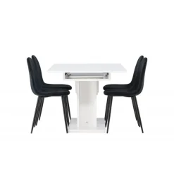 Spisebordssæt Pluto med Spisebordsstole Polar - Sort og Hvid