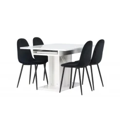 Spisebordssæt Pluto med Spisebordsstole Polar - Sort og Hvid