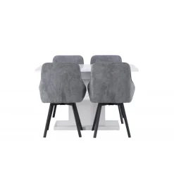 Spisebordssæt Pluto med Spisebordsstole Rosie - Grå og Hvid