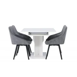 Spisebordssæt Pluto med Spisebordsstole Rosie - Grå og Hvid