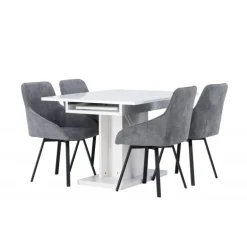 Spisebordssæt Pluto med Spisebordsstole Rosie - Grå og Hvid