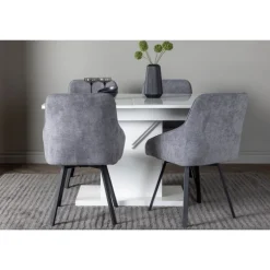 Spisebordssæt Pluto med Spisebordsstole Rosie - Grå og Hvid
