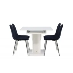 Spisebordssæt Pluto med Spisebordsstole Polar - Sort og Hvid