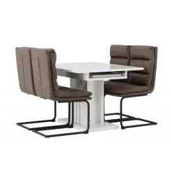 Spisebordssæt Pluto med Spisebordsstole Zizo - Brun og Hvid