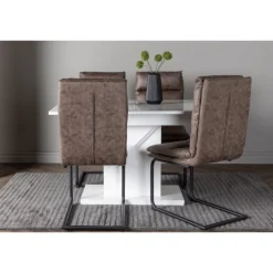 Spisebordssæt Pluto med Spisebordsstole Zizo - Brun og Hvid