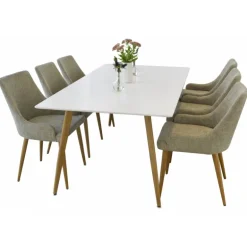 Spisebordssæt Polar 180 x 90 med 6 x Spisebordsstole Plaza