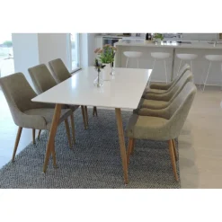 Spisebordssæt Polar 180 x 90 med 6 x Spisebordsstole Plaza