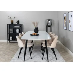 Spisebordssæt Polar med Spisebordsstole i Velour