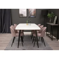 Spisebordssæt Polar med Spisebordsstole i fløjl