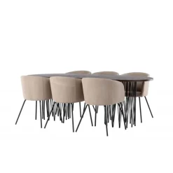 Spisebordssæt Sten med Berit Spisebordsstole - Beige og Mocca