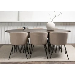 Spisebordssæt Sten med Berit Spisebordsstole - Beige og Mocca