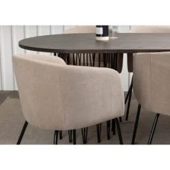 Spisebordssæt Sten med Berit Spisebordsstole - Beige og Mocca