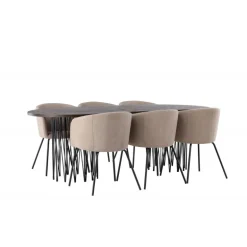 Spisebordssæt Sten med Berit Spisebordsstole - Beige og Mocca