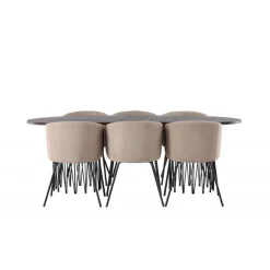 Spisebordssæt Sten med Berit Spisebordsstole - Beige og Mocca