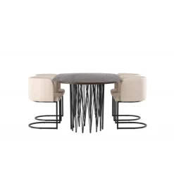 Spisebordssæt Sten med Simrishamn stole - Beige og Mocca