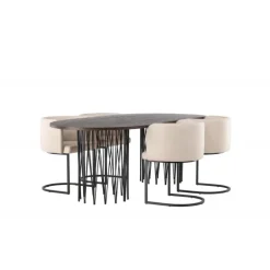 Spisebordssæt Sten med Simrishamn stole - Beige og Mocca