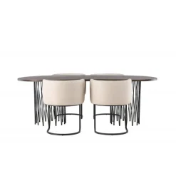 Spisebordssæt Sten med Simrishamn stole - Beige og Mocca