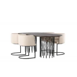 Spisebordssæt Sten med Simrishamn stole - Beige og Mocca