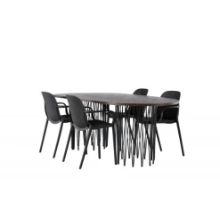 Spisebordssæt Stone med Baltimore stole - Sort og Mocca