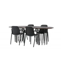 Spisebordssæt Stone med Baltimore stole - Sort og Mocca