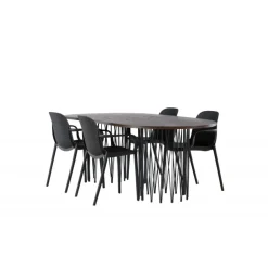 Spisebordssæt Stone med Baltimore stole - Sort og Mocca