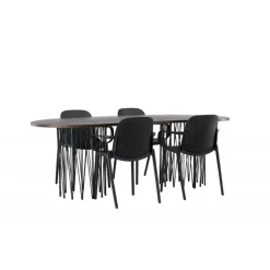 Spisebordssæt Stone med Baltimore stole - Sort og Mocca