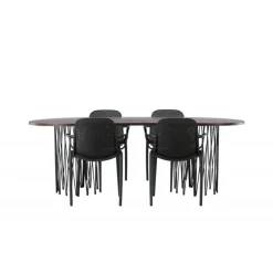 Spisebordssæt Stone med Baltimore stole - Sort og Mocca