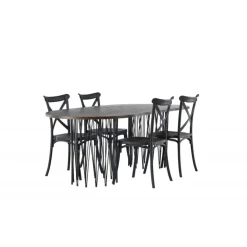 Spisebordssæt Stone med Crosett stole - Sort og Mocca