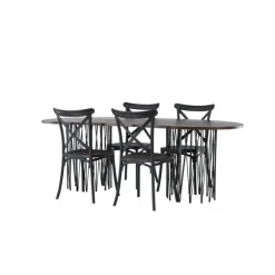 Spisebordssæt Stone med Crosett stole - Sort og Mocca