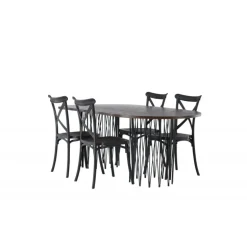 Spisebordssæt Stone med Crosett stole - Sort og Mocca