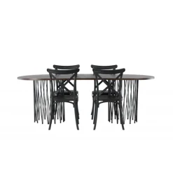 Spisebordssæt Stone med Crosett stole - Sort og Mocca