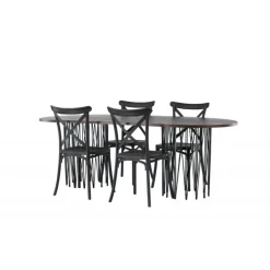 Spisebordssæt Stone med Crosett stole - Sort og Mocca