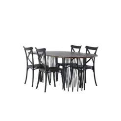 Spisebordssæt Stone med Crosett stole - Sort og Mocca