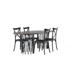 Spisebordssæt Stone med Crosett stole - Sort og Mocca