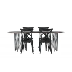 Spisebordssæt Stone med Crosett stole - Sort og Mocca